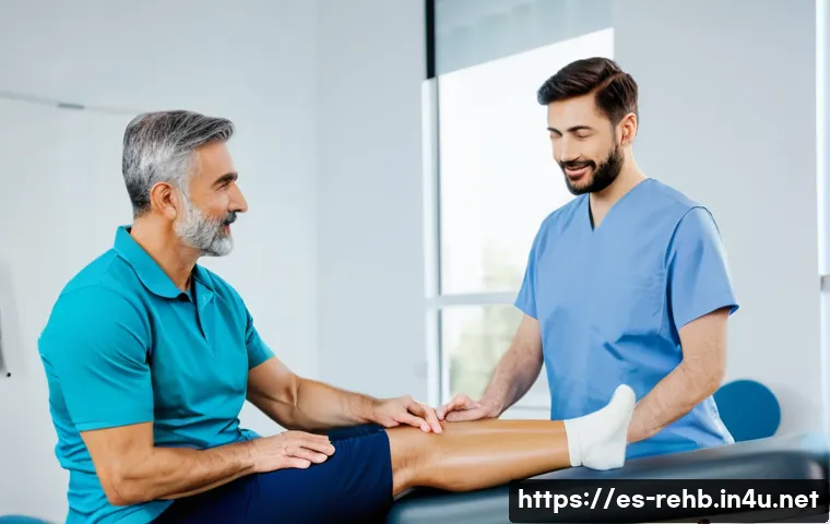 물리치료와 운동치료 차이 - A professional physical therapist in a modern clinic setting, wearing a clean uniform and assisting ...